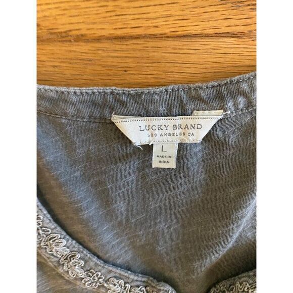 Lucky Brand Women's green Balloon Sleeve 1/4 Button Blouse Size Large - Picture 5 of 8